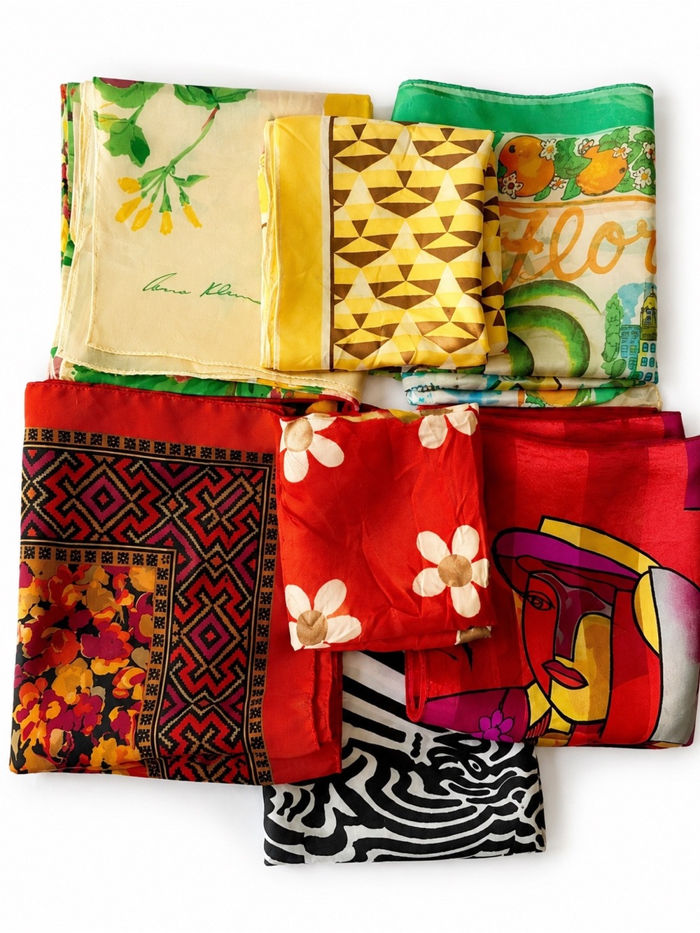 Vintage Scarf Bundle Retro Italian Riviera Prints Colorful 70s Collection - Picture 2 of 16